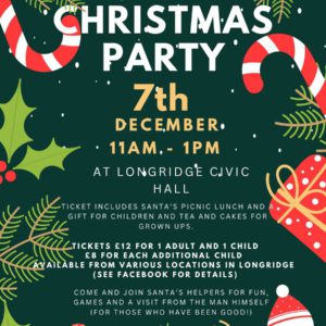 Christmas Party – 7th December – 11am – 1pm