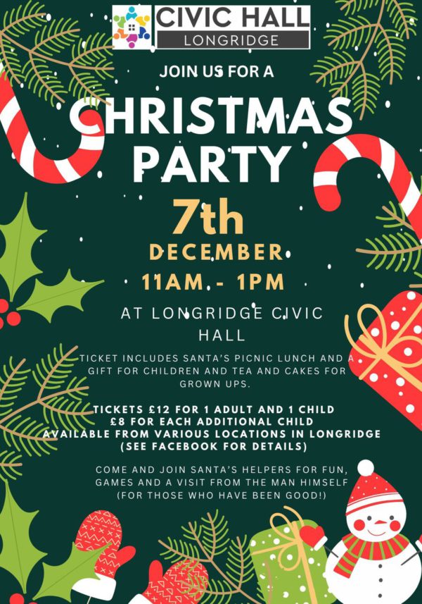 Longridge Civic Hall presents a Christmas party 7th December poster