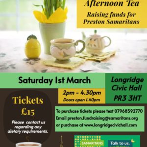 Samaritans Afternoon Tea Saturday 1st March